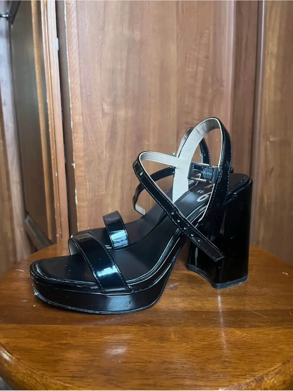 Black Mix No. 6 Platform Block Heel Sandals